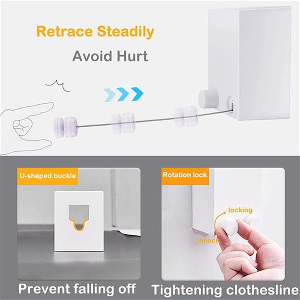 4M Retractable Clothesline Wall-Mounted Outdoor Washing Clothes Hanger Laundry Drying Line Balcony Invisible Lines image 5
