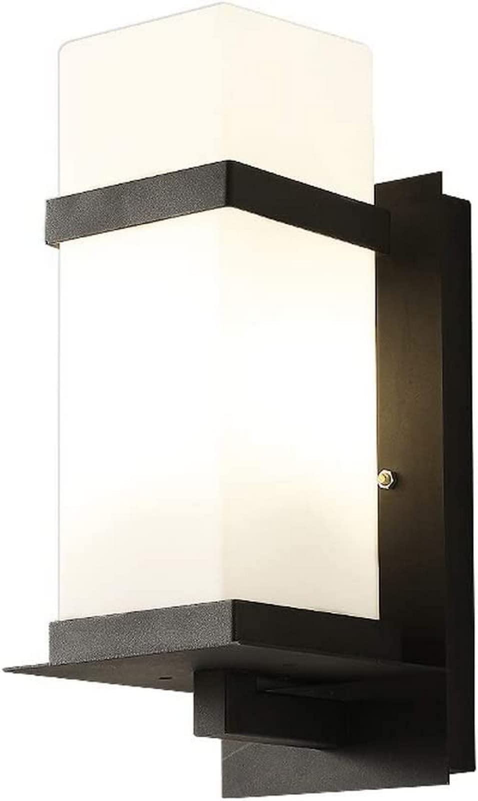 Applique d'extérieur carrée en métal noir mat et verre dépoli premium