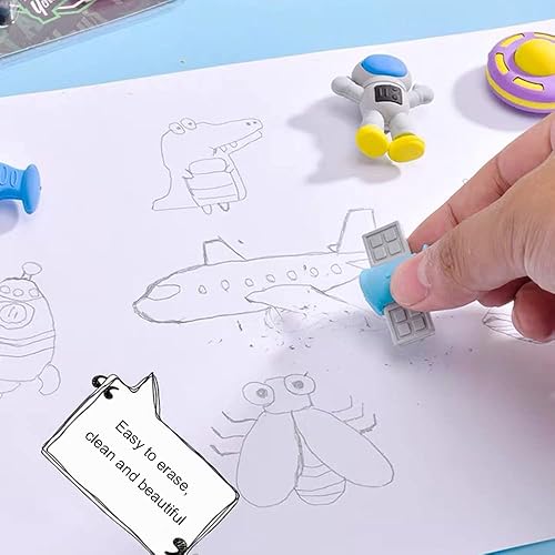 Miniatura 3 de FCOVUVDBD 16 borradores de rompecabezas espaciales, borradores con temática espacial 3D para premios de aula, suministros de regalo de regreso a la