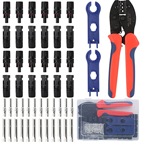 YXGOOD Solar Crimping Tool for Solar Panel Cable with 12 Pairs Solar Connectors 1PCS Solar Crimper 2 PCS Spanner Wrench Crimper Tool for 2.5/4/6mm Solar PV Wire