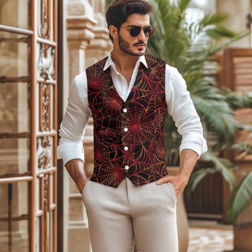 Halloween Vest for Men Lightweight Men's Suit Vest for Halloween Party Evening Slim Fit Waistcoat With Back Strap2