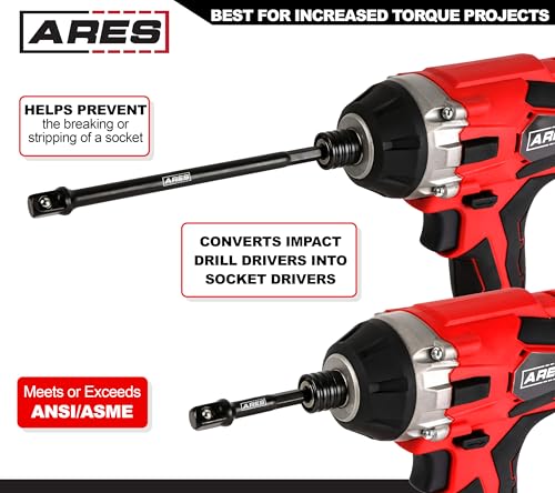 Image of ARES 70382 6-Pc 3 & 6-In Impact Socket Adapter Set - 1 /4, 3 /8, 1 /2-In
