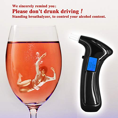 2021 Professional Breathalyzer, High Accuracy Portable Breath Alcohol Tester Digital LED Screen with 5 Mouthpieces + 1 Store Bag + Carrying Case and 1 x Key Chain - Thumbnail 3