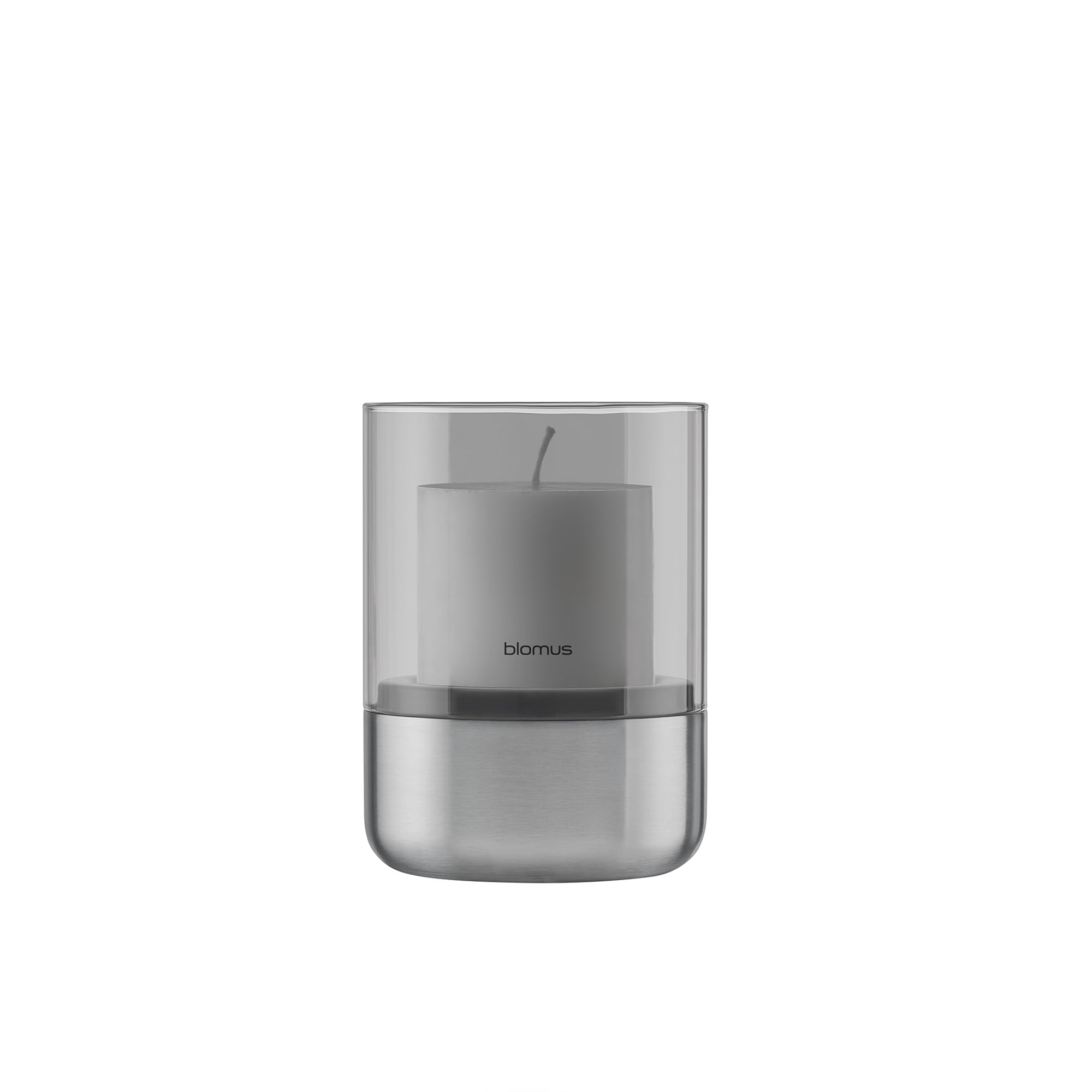 blomus Windlicht -Calma- | Kerzenhalter aus hochwertigem Stahl und Glas | Farbe Stainless Steel | Größe S | 10L x 10B x 14H cm | Indoor