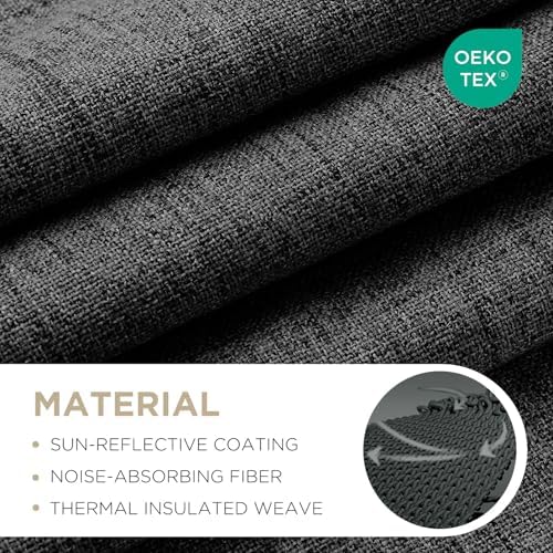 Joydeco Blackout Curtains for Bedroom - 100% Light Blocking 2 Panels Set Black Drapes 37" W x 63" L, Thermal Insulated Room Darkening Curtains, Linen Textured for Living Room, Rod Pocket & Back Tabs - 1