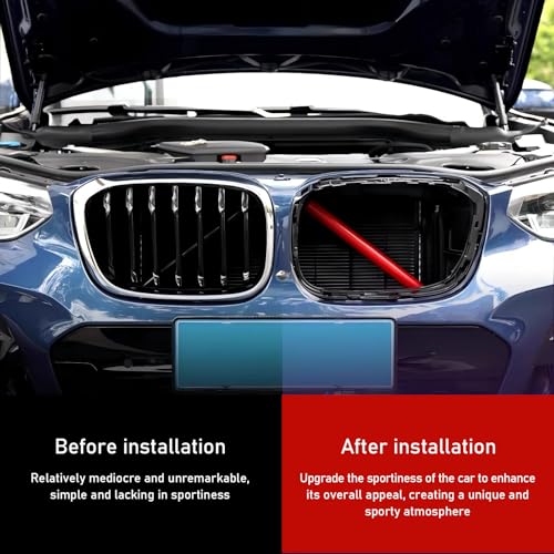 Image of ijuicy 2 PCS Front Grill Inserts Trims, Waterproof Front V Bar Brace Trim Covers, Snap-on Installation Grille Decorative Strips, Compatible with 3 /4 /5 /6 /7 Series X 1 /2 /3 /4 /5 (Red)