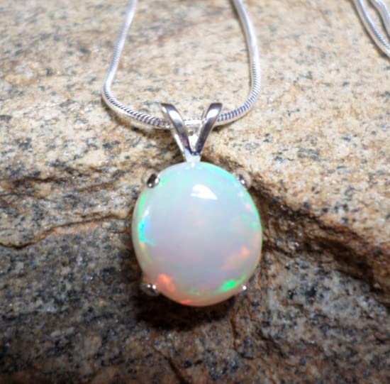 Genuine Ethiopian Fire Opal Pendant 925 Sterling Silver Wedding Necklace Gift, Multi Color3