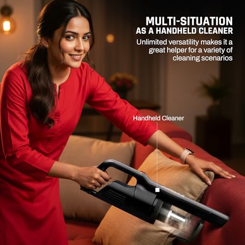 Image of DOMESTICA Trio Sweep Vacuum Cleaner for Home Use Wet and Dry | 3 in 1 Vacuum, Handheld, Mop Modes | 15KPA Strong Suction, Ultra Slim Foldable Head, Low Noise Design | 400ml Water Tank, Corded | Black