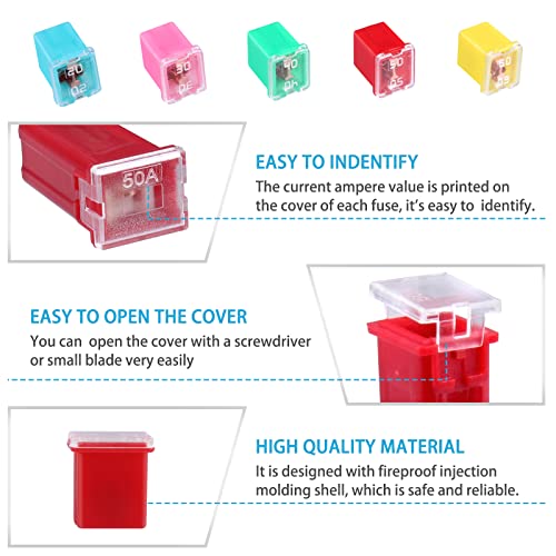 30Pcs Jcase Car Fuse Assortment Kit, Tall/Std And Low Profile Jcase Box Shaped Fuses Assortment Kit For Ford, Chevy/Gm, Nissan, And Toyota Pickup Trucks, Cars And Suvs （20A, 30A, 40A, 50A, 60Amp） #TOP3