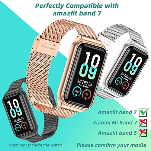 Image of Strap for Amazfit Band 7 Metal Replacement Strap Wristband Watch Strap Compatible with Amazfit 7 Fitness Tracker smartwatch