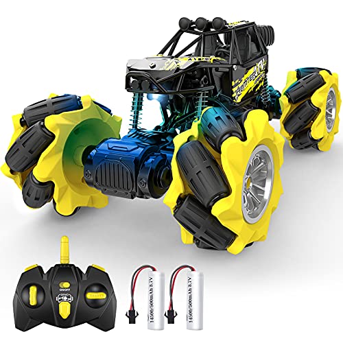 Remote Control Car, 1:16 Metal Drift RC Cars 360° Rotating 4WD 2.4Ghz Monster Truck for Kids All Terrains Crawler RC Vehicle Two Rechargeable Batteries Gifts for Boys Girls