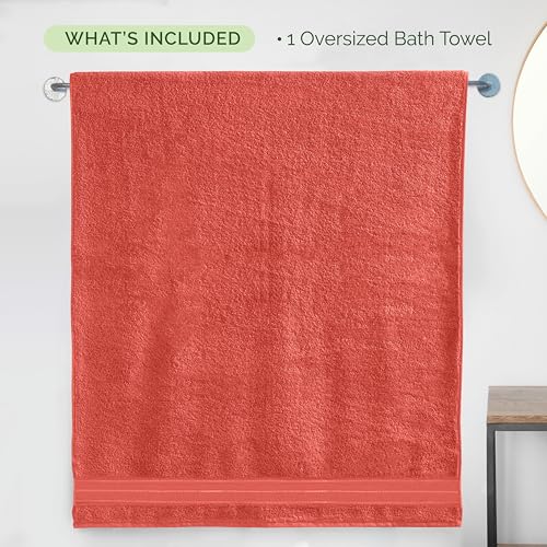 Image of Elegant Comfort Three Line Popcorn Extra Large Luxury Bath Towel - 40 inch x 80 inch inch, Premium Hotel Spa Quality 1 Piece Oversized Bath Sheet 100% Turkish Cotton Super Soft Highly Absorbent, Coral