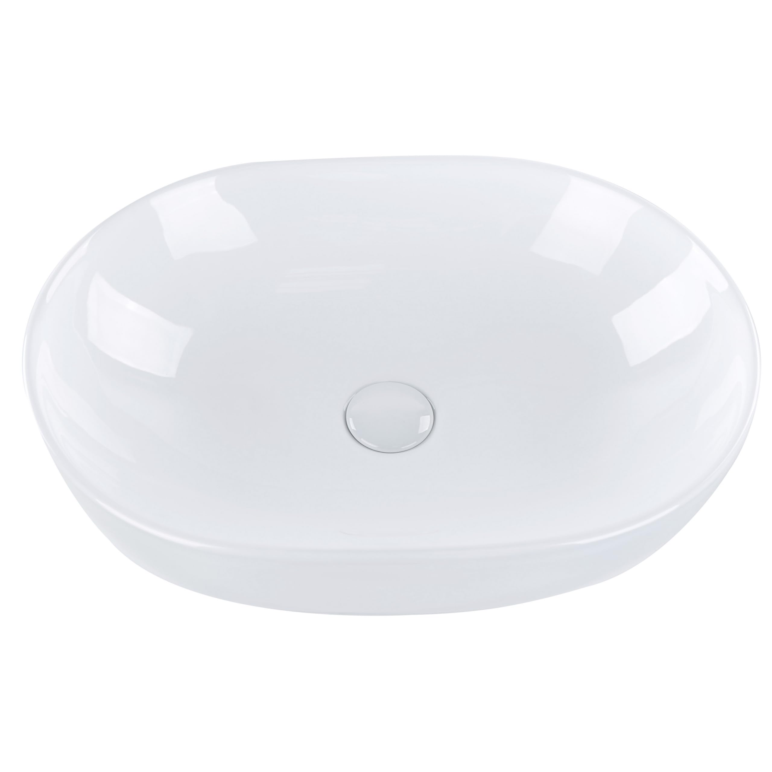 Lavabo sobre encimera baño clásico cerámica blanco acabado brillante ovalado 48 x 34 cm Omoa