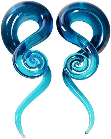 YOFANST Ear Stretching Glass Spiral Tapers Piercing Jewelry Ear Gauges 2g 2pcs Blue