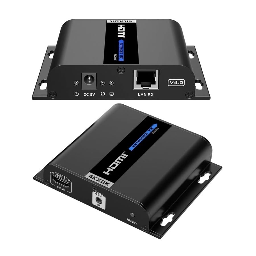 SMXTJBAI 4K@30Hz HDMI Extender with IR Remote 120M Extension HDCP1.4 Over Single Cat5e Cat6 Ethernet Network UTP/STP LAN Router Switcher for HD STB,DVD,PS3, etc