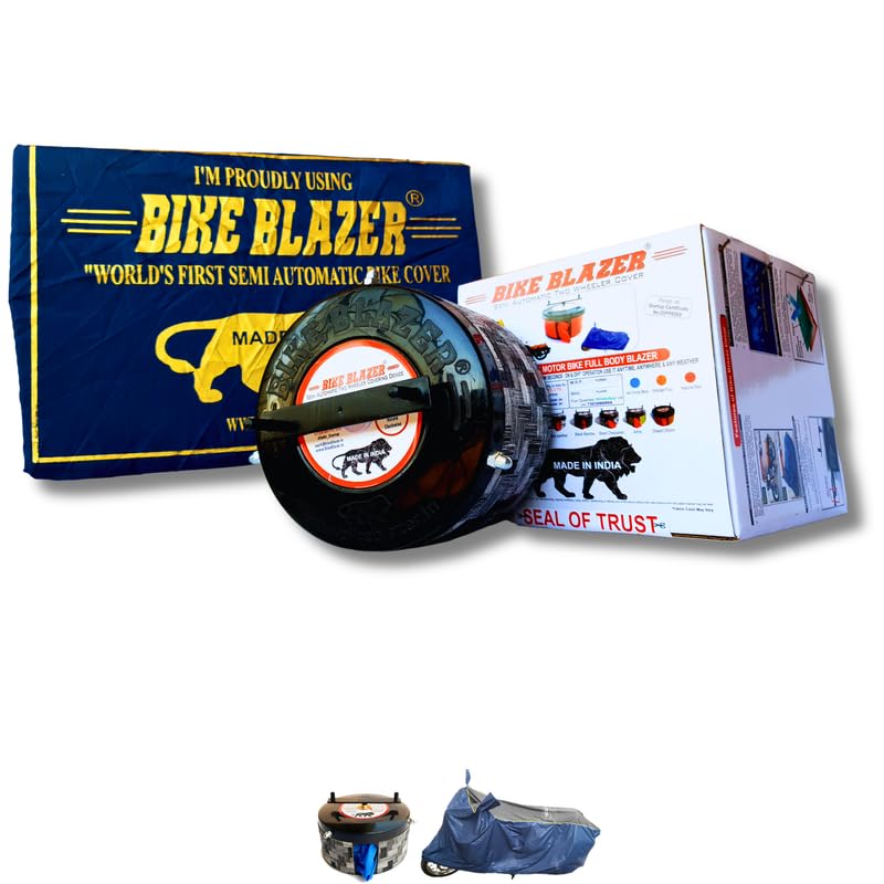 Image of Bike Blazer Semi-Automatic Bike Body Cover | Universal Size for Triumph Bike Models, Triumph Street Twin, Triumph Bonneville T100 | All Weather Resistant Cover for Motorcycle
