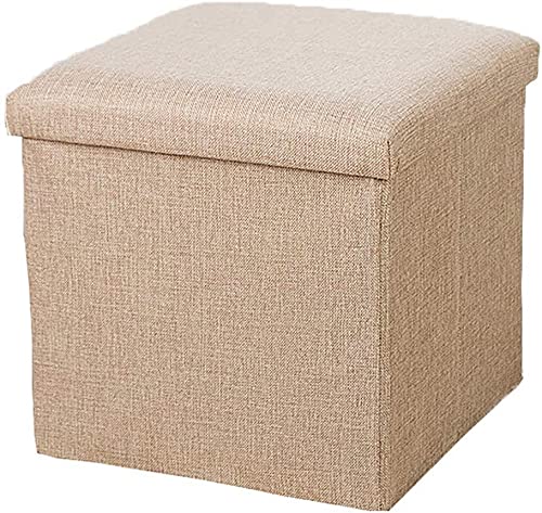 Pouf de rangement en lin gris avec couvercle réversible table - 4