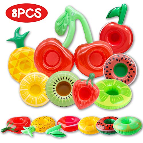 FUTUREPLUSX Fruit Inflatable Drink Holder, 8PCS Drink Pool Floats Cup Holder Floats Inflatable