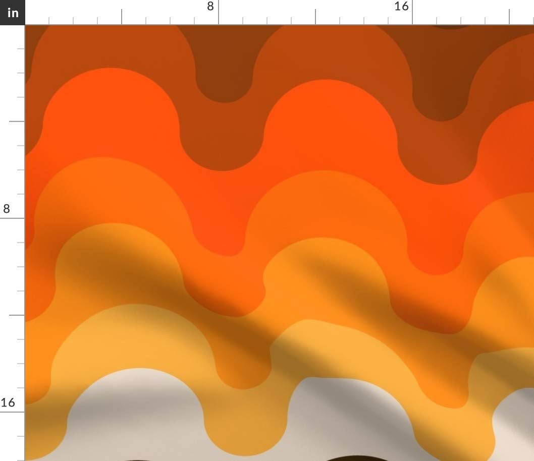 Spoonflower Fabric - Retro Abstract Vintage Seventies Bold Waves 1970S Sunset Warm Colors Printed on Petal Signature Cotton Fabric by The Yard - Sewing Quilting Apparel Crafts Decor