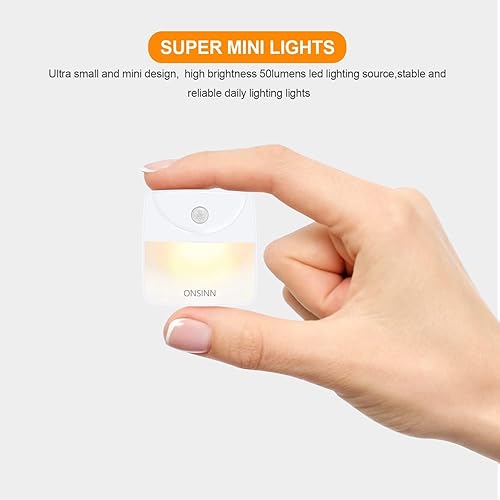 Miniatura 9 de Onsinn Luz nocturna LED enchufable, sensor de movimiento corporal, lámpara nocturna LED automática para niños, dormitorio, escaleras, iluminación de