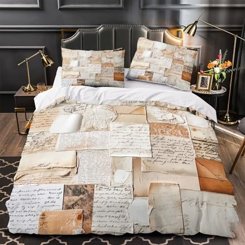 Linge de lit vintage 200x200 cm en microfibre avec 2 taies d'oreiller - 2