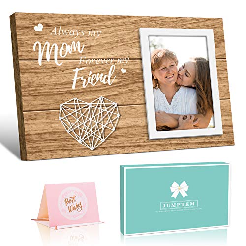 Jumptem Mothers Day Gifts Mom Gifts Picture Frame Always My Mom Forever My Friend Birthday Gifts for Mom Women - Mom Gifts from Daughters Sons - 4x6 Light