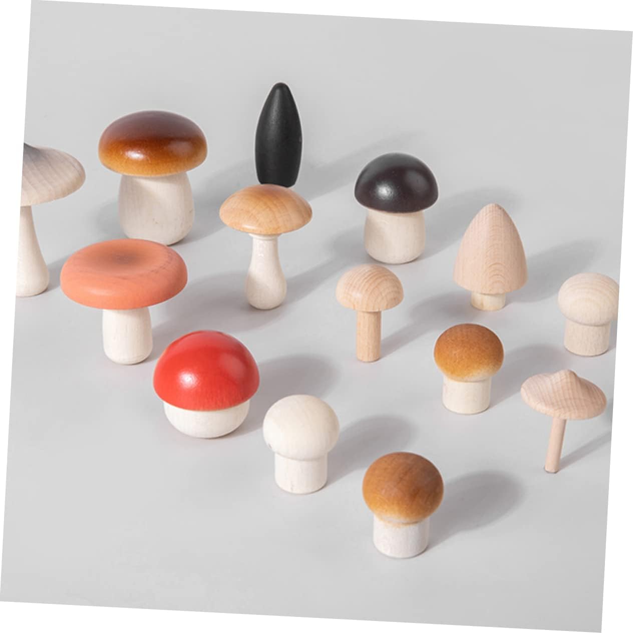 Sosoport DIY Painting Mushroom Toys 1 Set of Realistic Wooden Mushroom Models for Decor