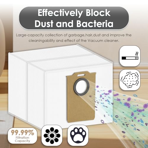 Image of (10 Pack) MS1 MAX Replacement Dust Bags Compatible with MONSGA MS1 MAX Robot Vacuum Cleaner, Vacuum Bags, Canister Bag, Vacuum Replacement Dust Bags, Disposable Bags