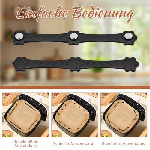 4 Stück Schwarze Sterne Magnete für Airfryer Backpapier, Starke Silikonmagneten Airfryer Magnete, Praktische Magnetclips Haushaltshelfer für Küche und Organisation, Ideal für Airfryer Nutzer