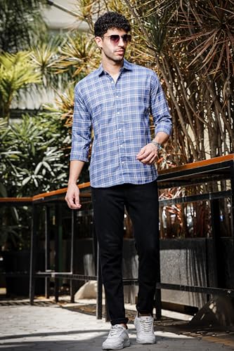 Image of IndoPrimo Men's Regular Fit Cotton Super Checks Casual Shirt for Men Full Sleeves - Rockey