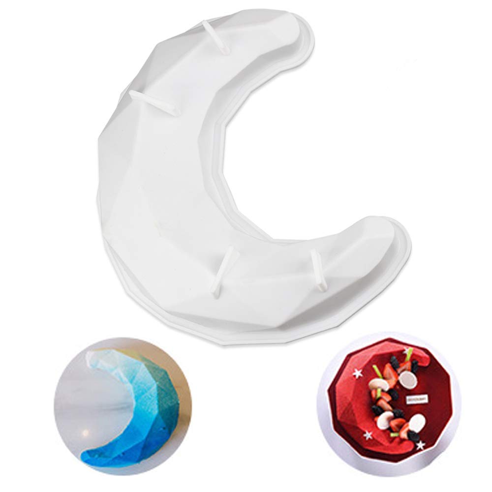 3D Diamond Moon Shaped Silicone Cake Baking Mold Crescent Moonlight Sonata Mousse Pan Bread Pizza Baking Mold Kitchen Bakeware Tools