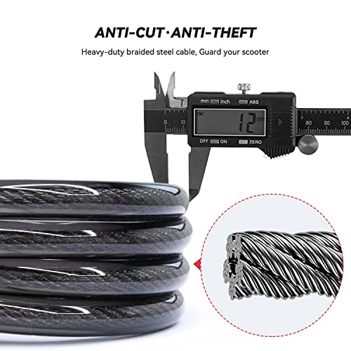 Leqismart Bike Lock Cable With Combination, 4 Digit Resettable Combination Cable Lock, For Electric Scooter A8, 4 Feet Black #TOP4