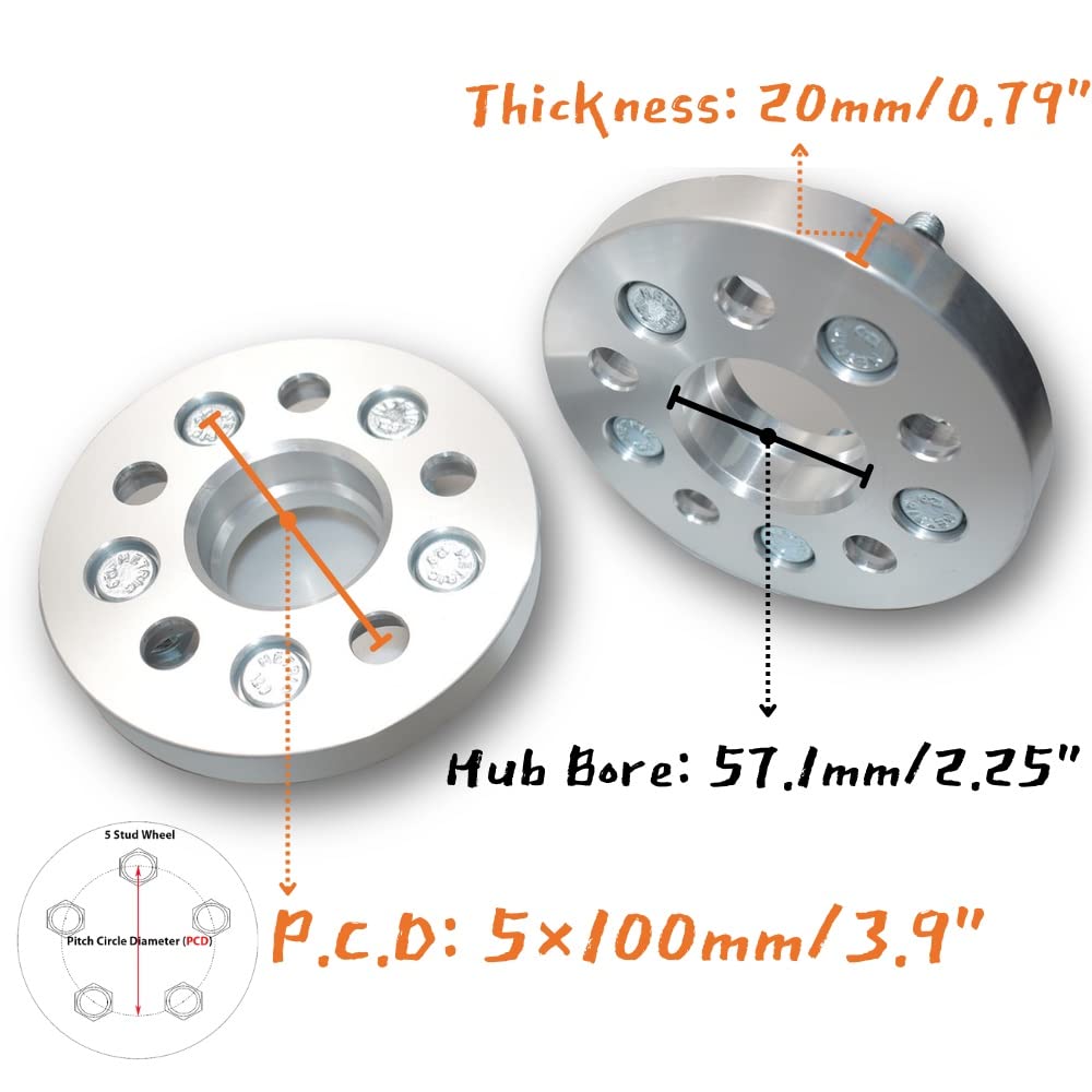 Joints De Moyeu De Roue Entrpouroises De Roue 5 Trous pour Voiture Entraxe 5X100 Alésage Central 571 Mm M14X15 Forgées Série Universelle Audi