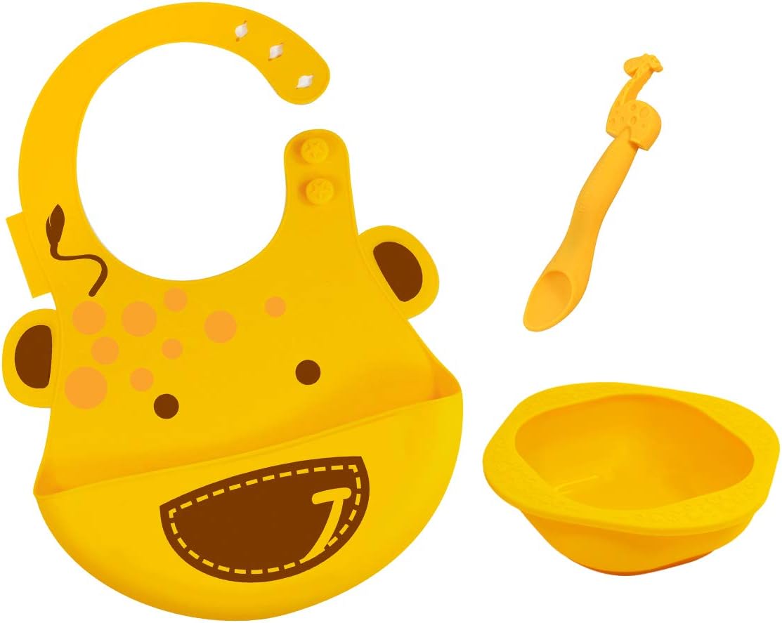 Marcus Marcus Baby Feeding Giftset | Bib, Bowl and Spoon Set (Yellow)
