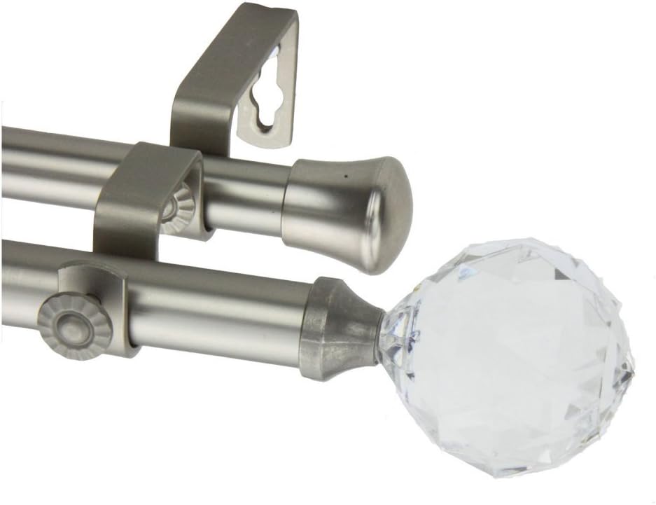 Modern Faceted Double Curtain Rod Size: 66" - 120" W, Finish: Satin Nickel