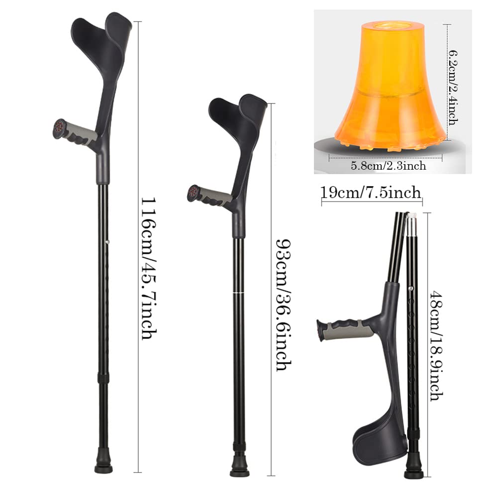 NGD 2 Unidades Bastones Plegables,Muletas de Codo Soporte Post Traumatismo o Cirugía,Regulables en Altura,Muletas Ortopédicas de Aluminio con Agarres Ergonómicos