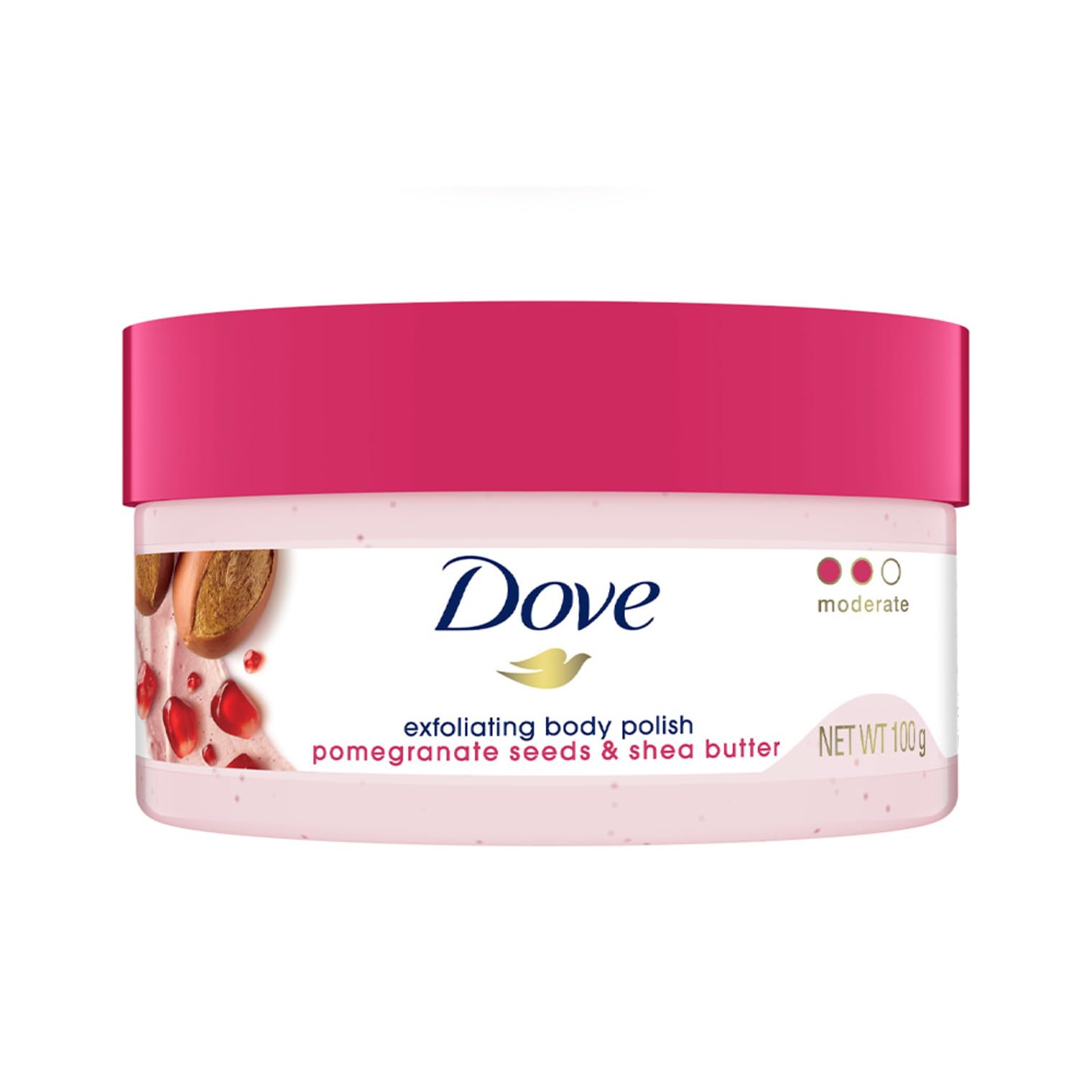 Dove Body Polish for Skin Exfoliation & Moisturisation with Pomergranate Seeds & Shea Butter| For Radiant & Soft Skin | Sulphate Free | 100g