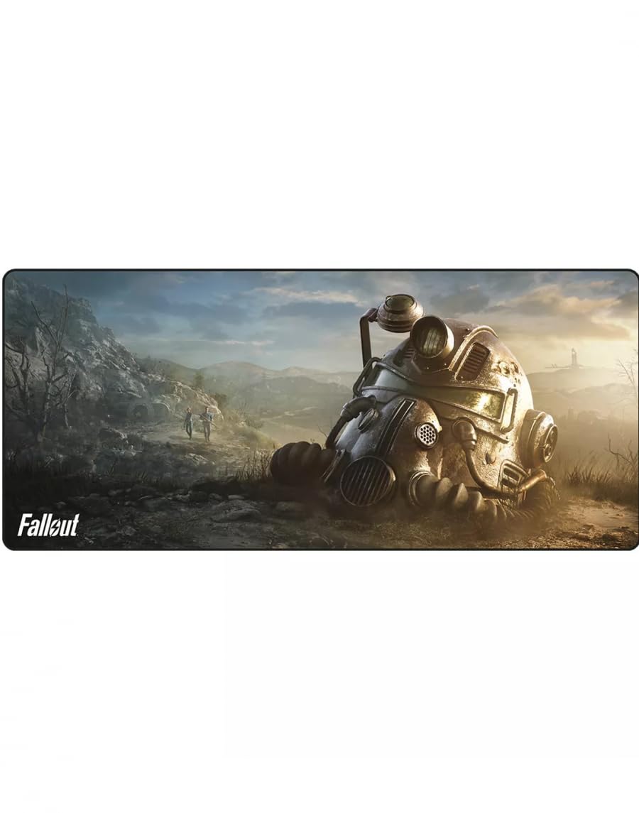 Gaya Entertainment Fallout 76 Power Armor Helmet Mouse Pad, Yellow, Microfiber & Rubber, 13.8 x 31.5 inches