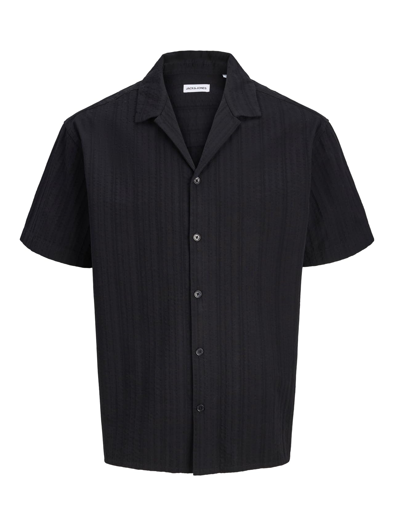 JACK & JONES Mens Short Sleeve Plain Shirt Black M