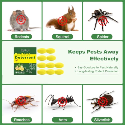 Peppermint Oil Rat Repellent - Mouse Repellent Pellets - Strong Natural Rodent Deterrent For Home, Garage, Attic - Long Lasting Protection - 10 Packs - 4