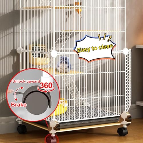 Jaula de metal para animales pequeños de 5 niveles con ruedas universales para ratas, hurones, chinchillas, cobayas y hámsters grandes
