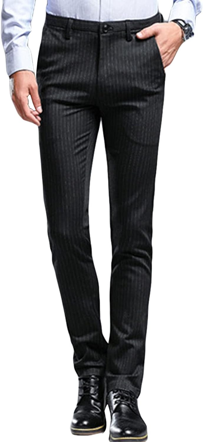 Mens Dress Striped Pants Slim Fit Flat Front Jamaica Ubuy