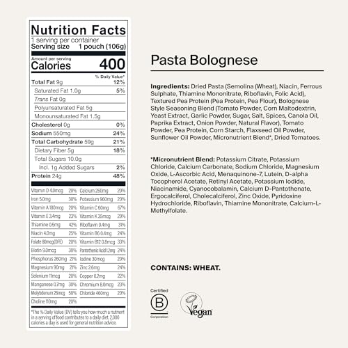 Image of Huel Hot and Savory Meal Packs | Bolognese | Up to 25g Protein Plant Based Instant Meal | 27 Vitamins and Minerals | 100% Nutritionally Complete | 7 Pack