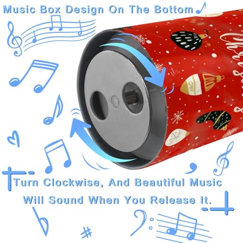 Boîte à musique en métal rouge pour bureau et pot à crayons - 3