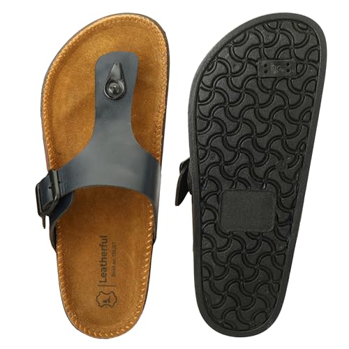 Image of Leatherful Men's premium leather slipper | Genuine Leather upper | Suede Leather Insole | PU sole | Stylish flip flop for men |