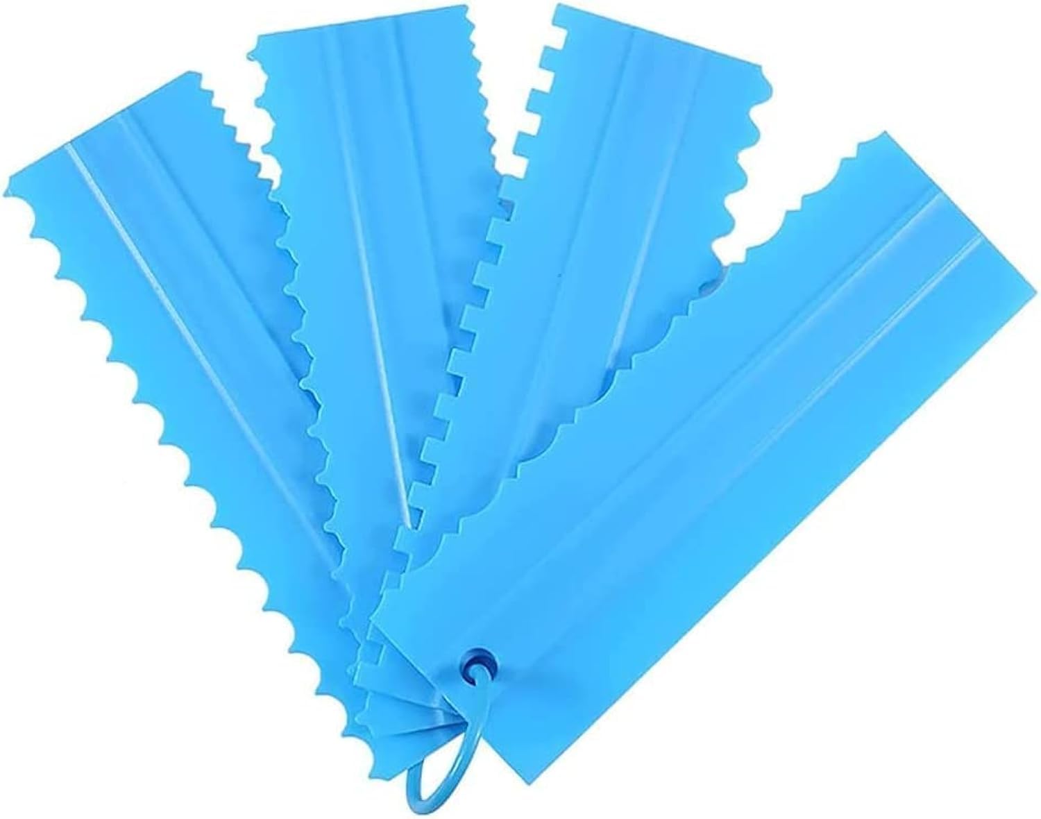 Silicone Dough Scraper 4pcs Cake Comb Silicone Scraper Shaper Sawtooth Smoother Frosting Polisher for Buttercream Mousse Fondant Icing Decorating (Random Color)