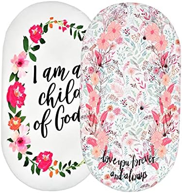 Baby Jersey Cotton Bassinet Sheets for Boy and Girl, Ultra Soft Baby Bedside Sleeper Cover, Universal Sheet Set for Rectangle, Oval, or Hourglass Bassinet Mattress (Floral)