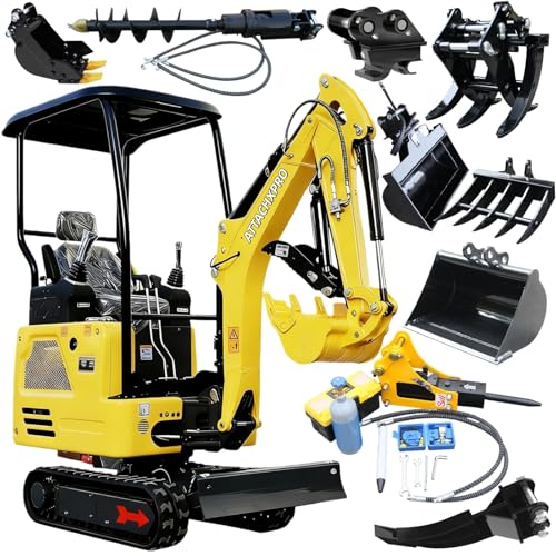 ATT327 1.8Ton Mini Excavator 14HP KubotaDiesel w/Pilot Controls Crawler Extension & Side Swing Boom Includes Quick Coupler 9 Attachments w/12 Months Parts Replacement Delivery & Unloading Services