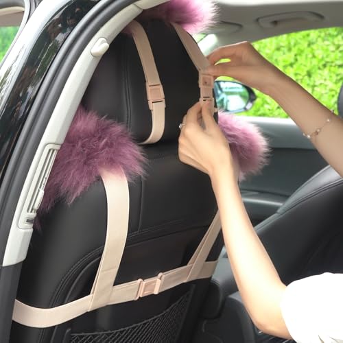 Image of 2 Pack Fluffy Sheepskin Car Seat Covers for Soft Auto Fur Pet Cushion Pad