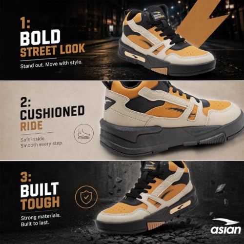 Image of ASIAN Men's MEXICO-11 Casual Sneaker Shoes with Synthetic Upper Lightweight Comfortable Mid Top Sneaker Shoes for Men's & Boy's